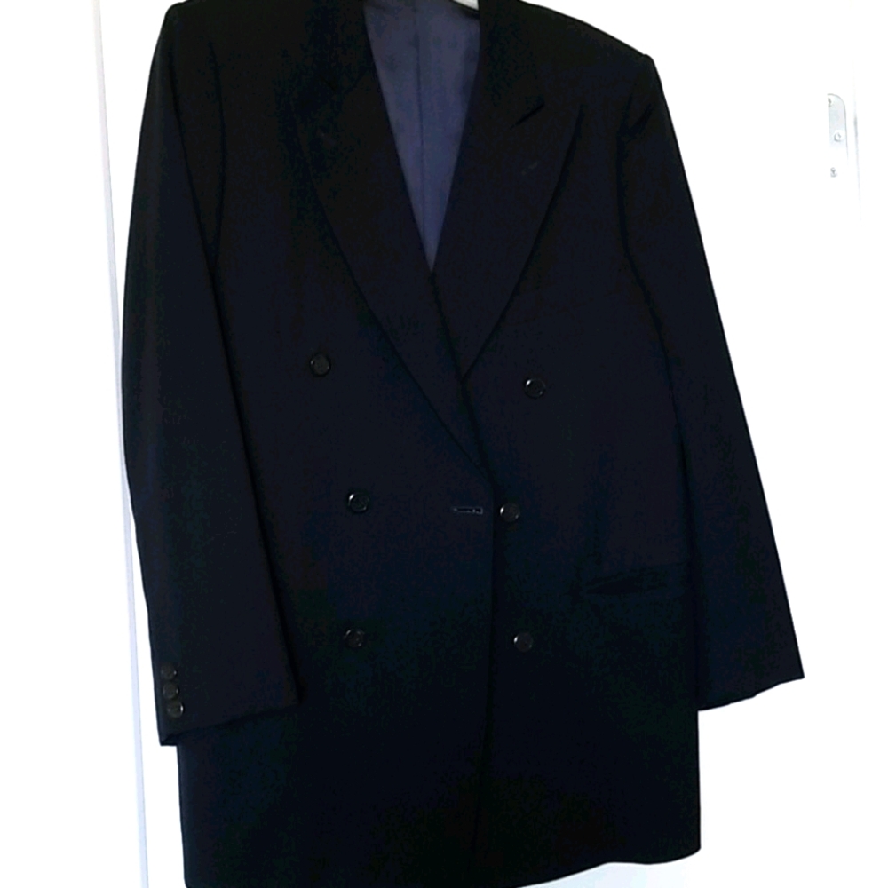 Pure Worsted of Ing Loro Piana & Co. Navy Coat Double Breasted Forest Size M